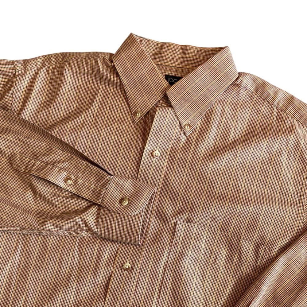 Jos. A. Bank Travelers Collection Mens Medium Micro Check Red Black Orange White